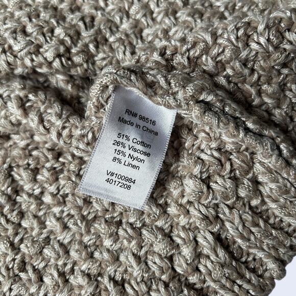 Small Cozy Shimmer Cardigan Beige Gold Metallic Knit Relaxed Y2K - Picture 6 of 7